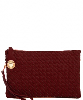 Fashion Woven Clutch Crossbody Bag WU042 BURGUNDY